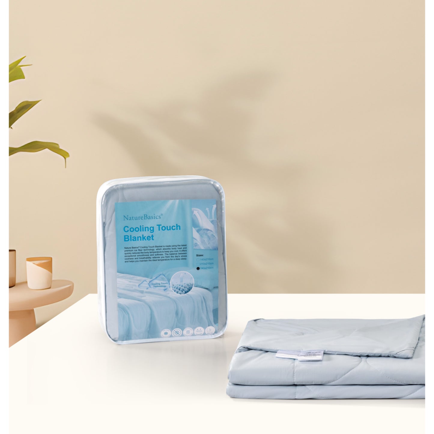 Ropa de cama fresca para verano con manta refrescante y suave color azul claro