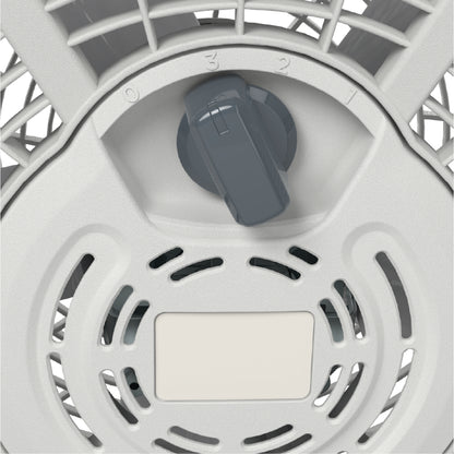 ventilador gris, vista trasera, control de velocidad