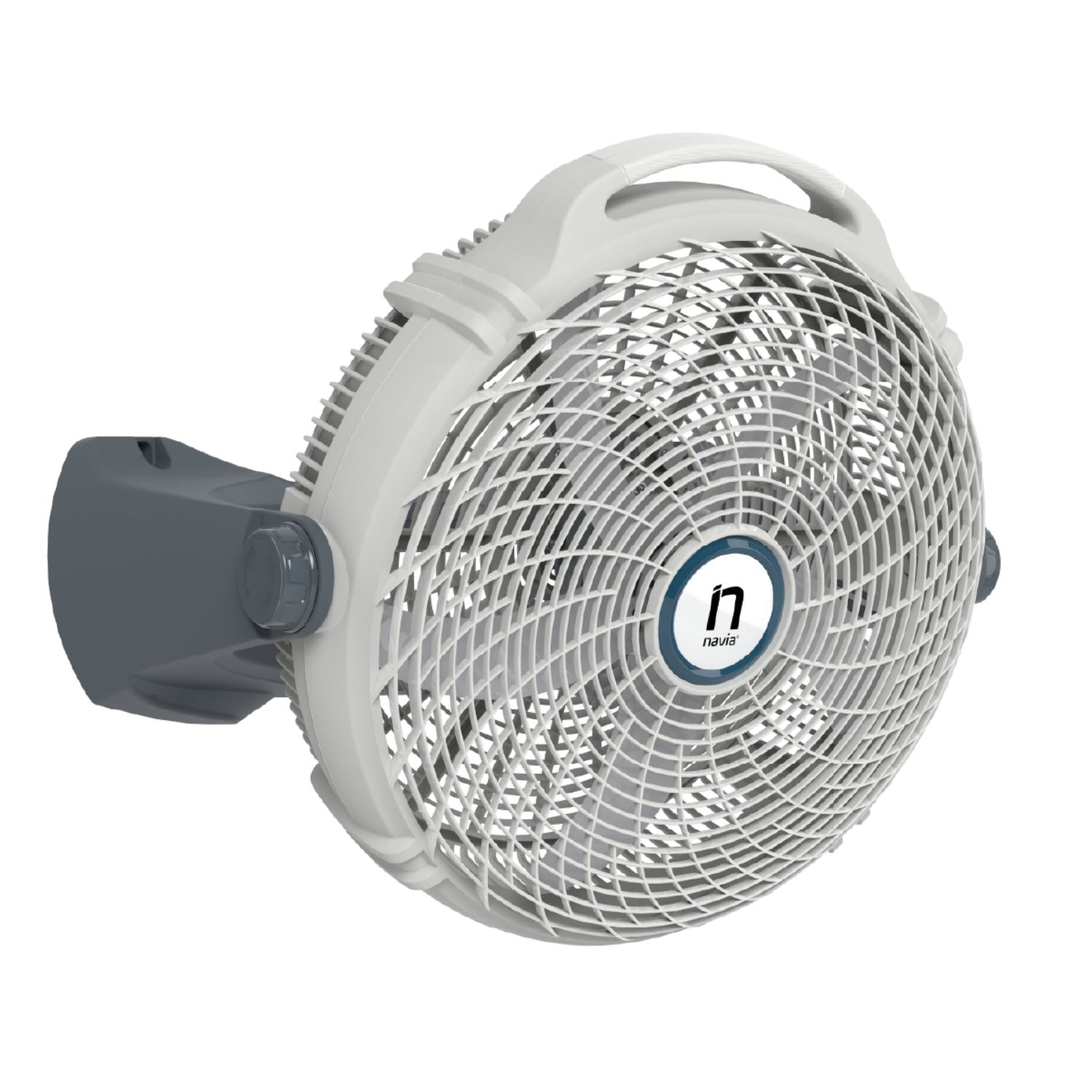 Ventilador de pared NAVIA gris, vista lateral en oficina