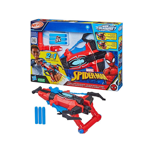 Pistola de agua Marvel Spiderman roja y azul con cartuchos, caja con imagen