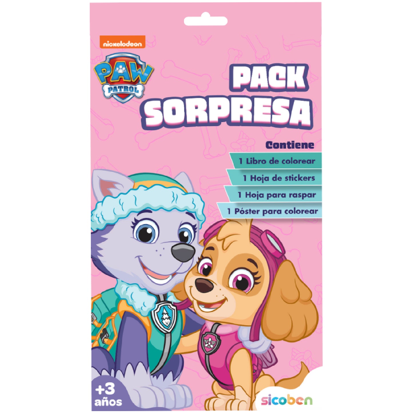 libro para colorear de Paw Patrol, personajes en portada, incluye stickers y póster