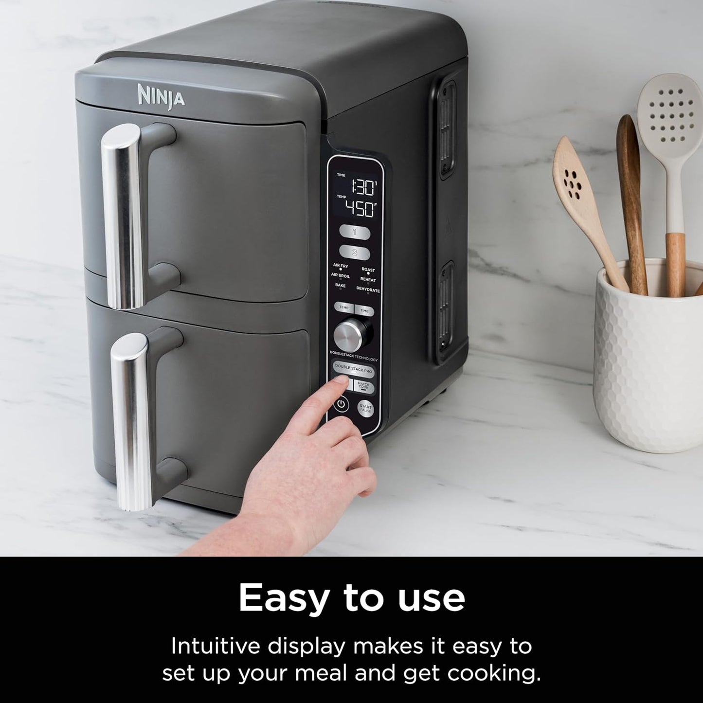 Freidora de aire Ninja DoubleStack XL 10 litros con pantalla intuitiva para facilitar la cocción