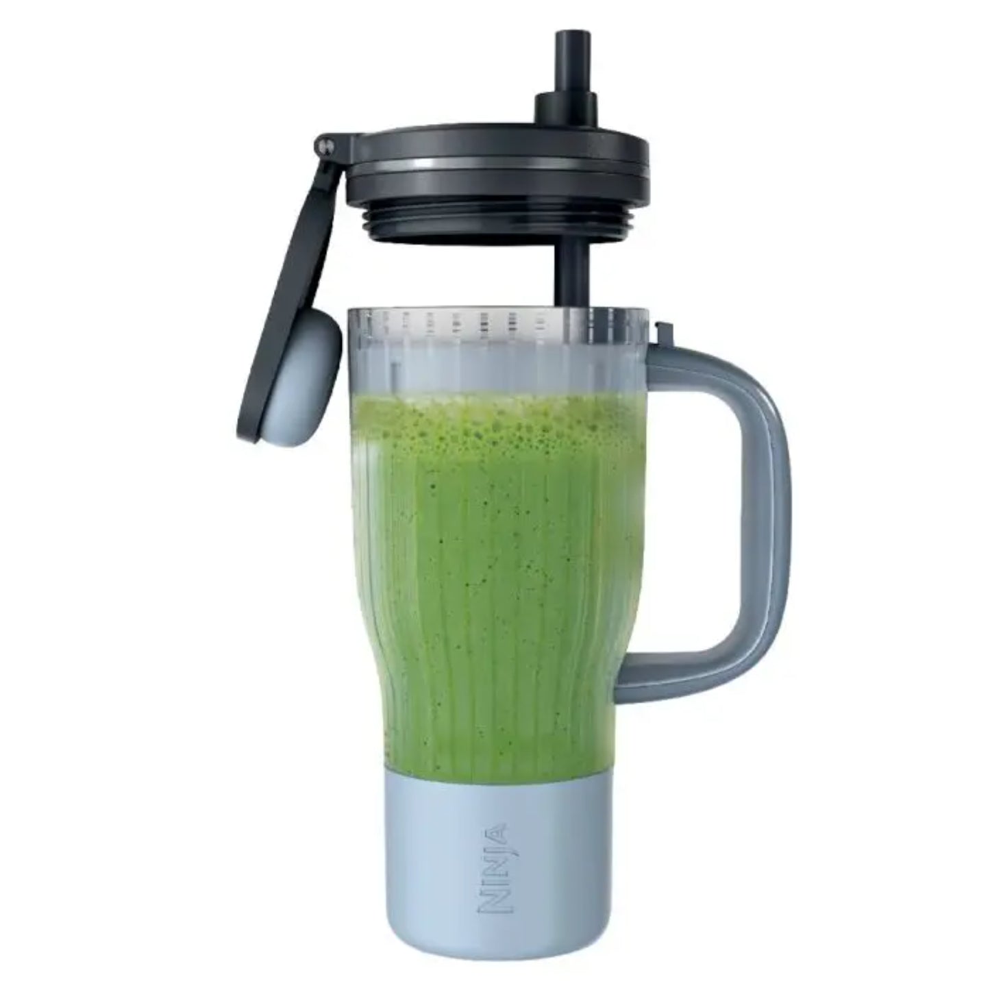 Licuadora Ninja gris frontal, batido verde en vaso