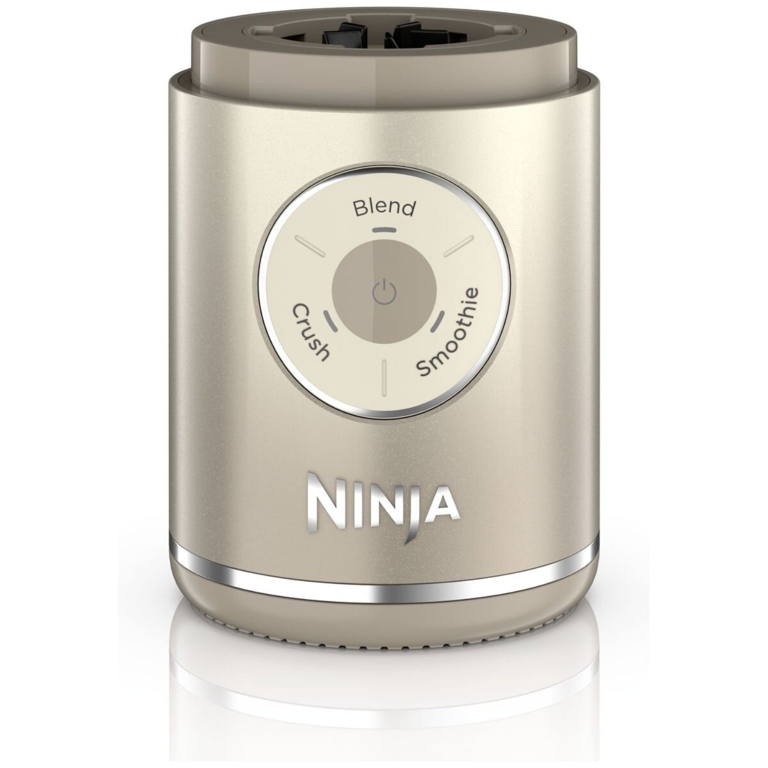 licuadora personal dorada, vista frontal, opciones de mezcla