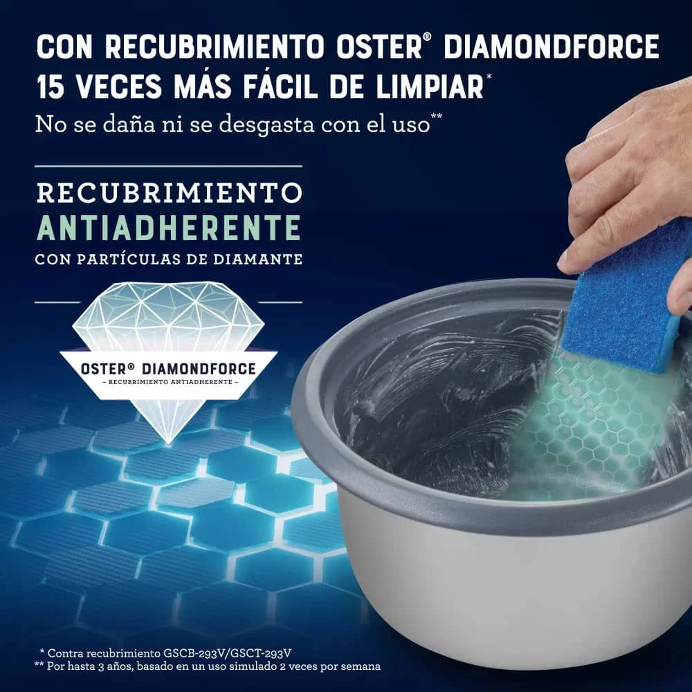 Olla arrocera Oster 10 tazas con revestimiento DiamondForce fácil de limpiar y resistente al uso