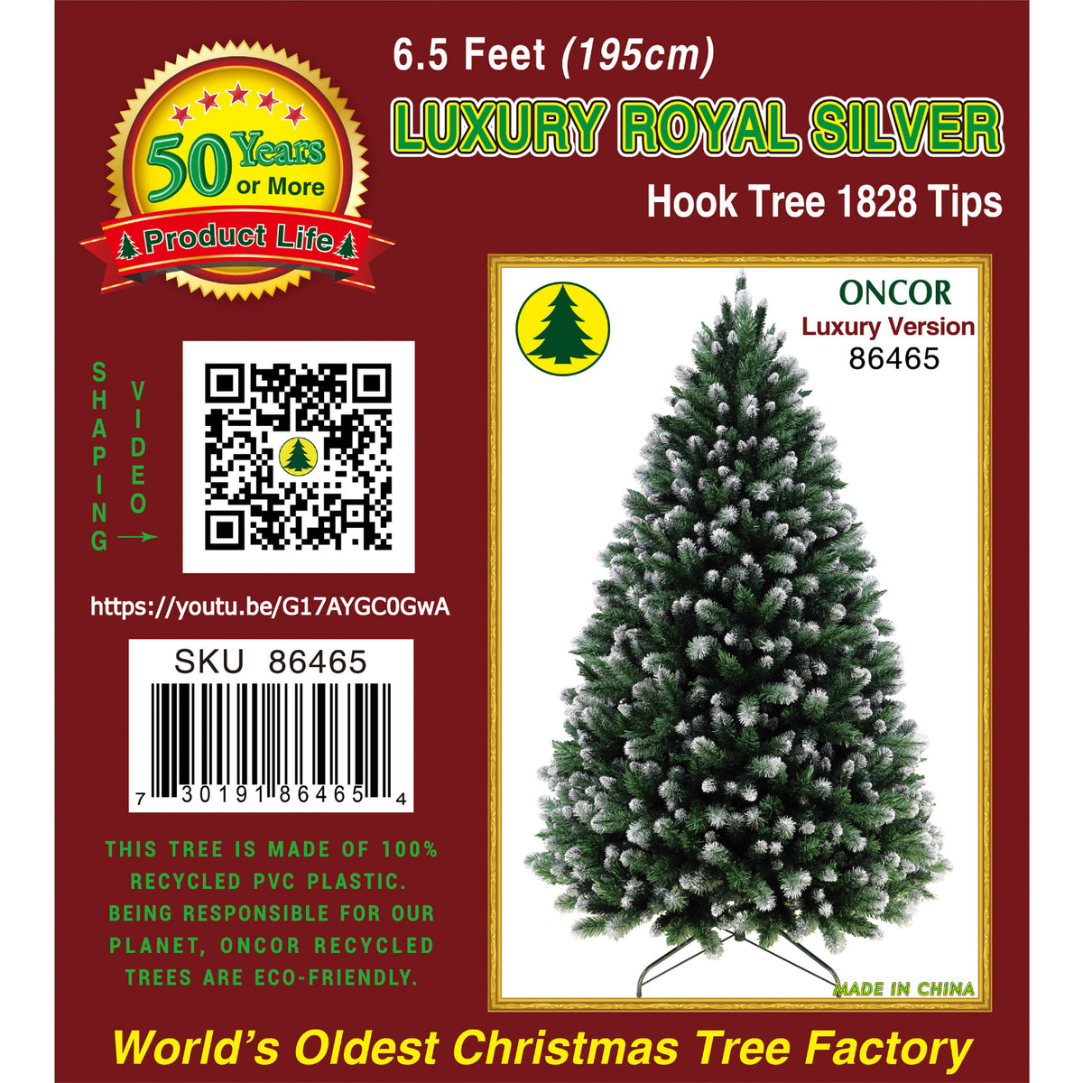 Arbol de Navidad ONCOR 195 cm, modelo Luxury Royal Silver, vista frontal
