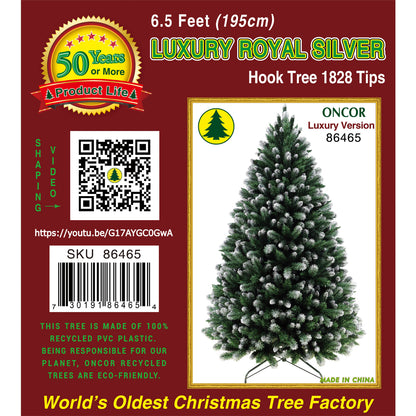 Arbol de Navidad ONCOR 195 cm, modelo Luxury Royal Silver, vista frontal