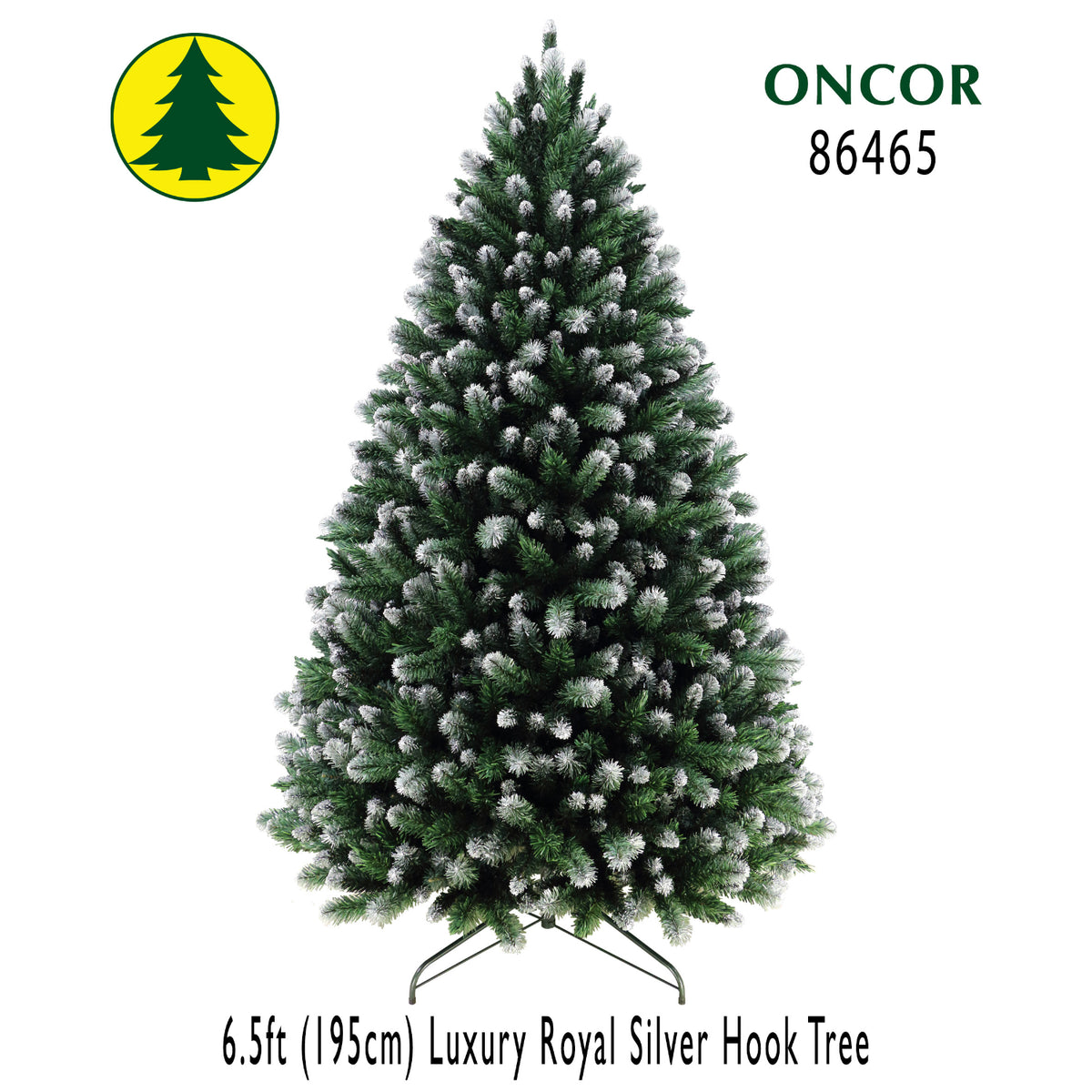 Arbol de Navidad artificial plateado de 6.5 pies con aspecto realista y ramas densas