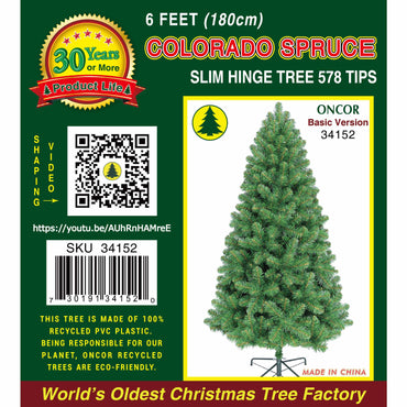 arbol pino esbelto Colorado 6 pies con 578 puntas, decoración navideña