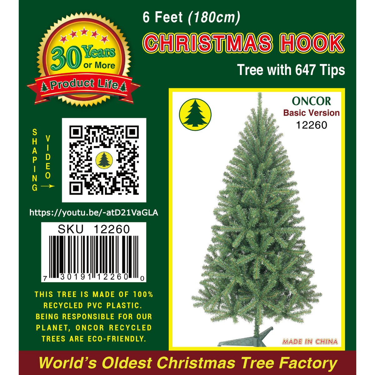 Arbol navideño ONCOR de 180 cm con 647 puntas, ideal para decoraciones festivas