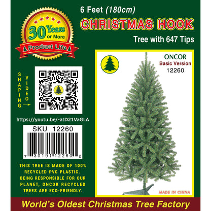 Arbol navideño ONCOR de 180 cm con 647 puntas, ideal para decoraciones festivas