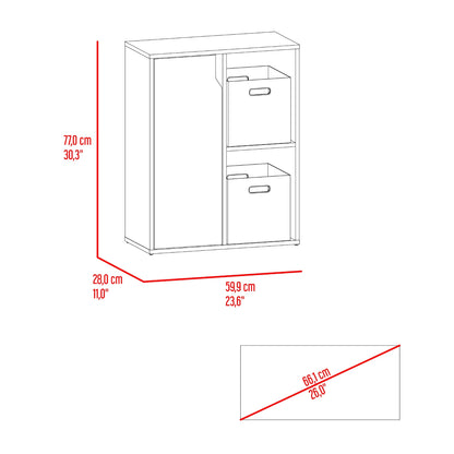 organizador blanco con dos cajones, vista frontal, ideal para almacenamiento