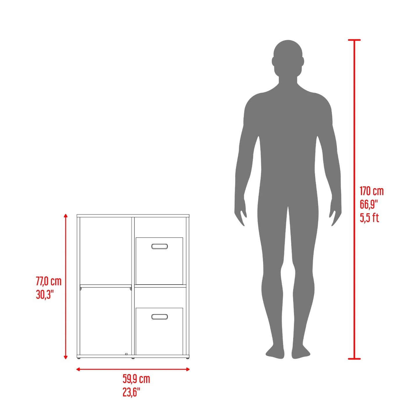 organizador blanco con cuatro compartimentos, ideal para almacenamiento en casa