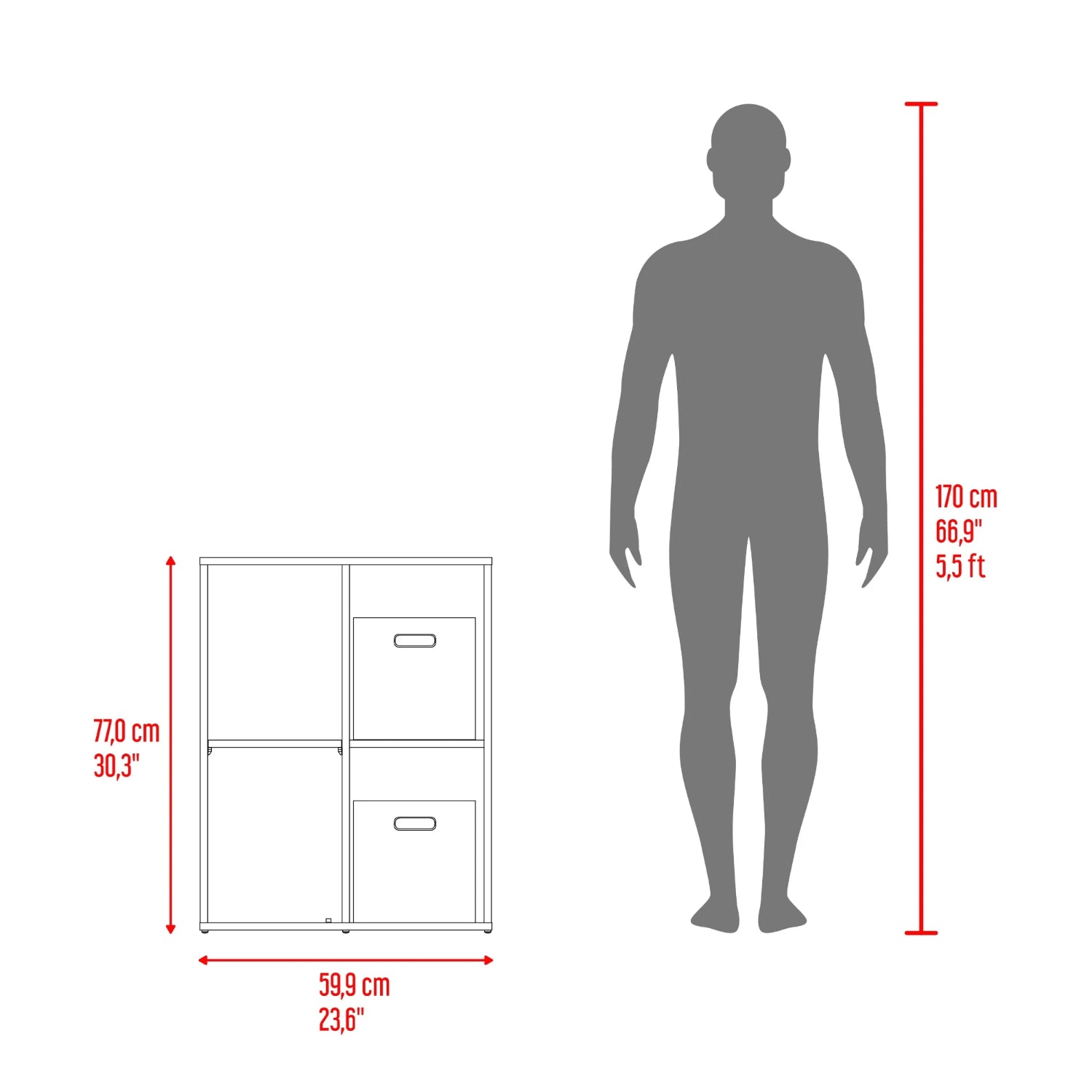 organizador blanco con cuatro compartimentos, ideal para almacenamiento en casa