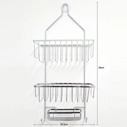 Organizador cromado de baño, con estantes colgantes y medida de 58 cm