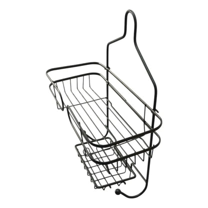 Organizador de cocina negro, vista lateral, ideal para mantener utensilios y especias