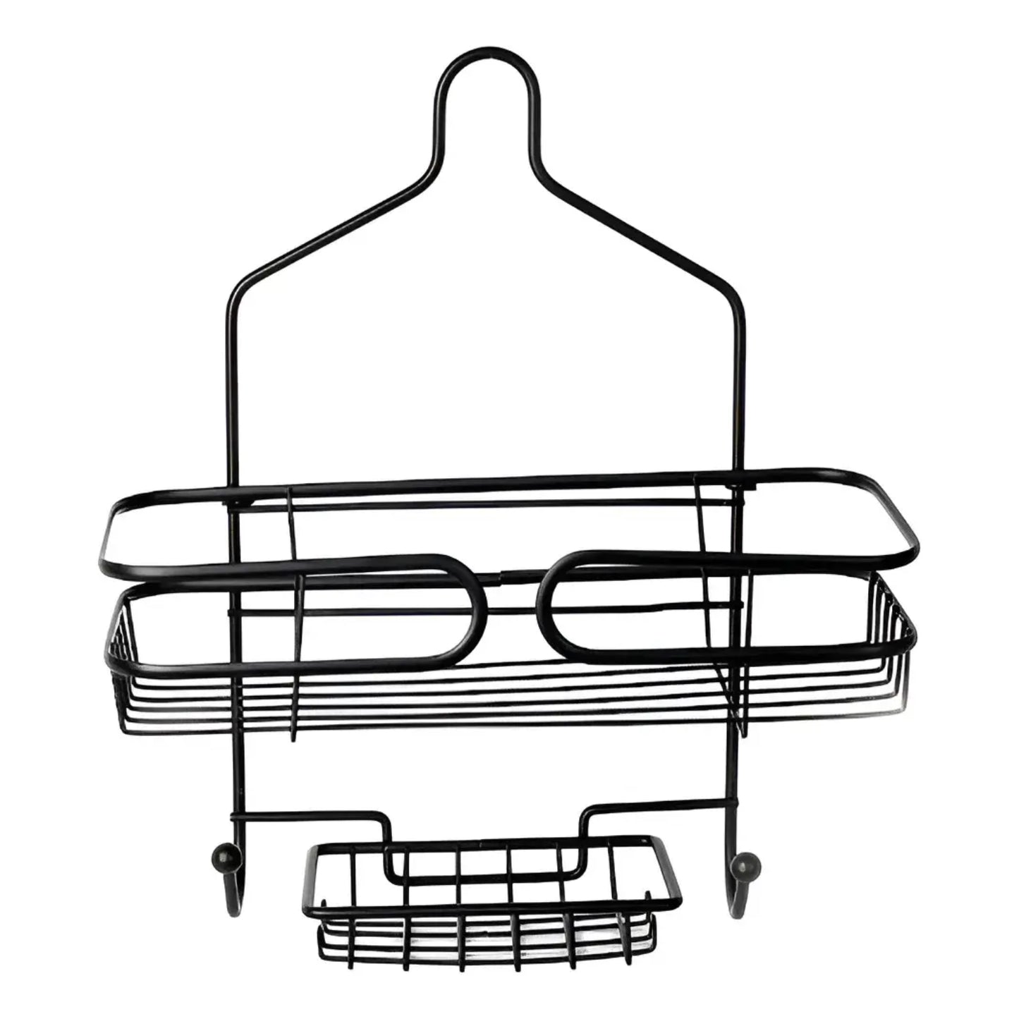 Organizador negro de baño, montaje en pared, ideal para espacios pequeños