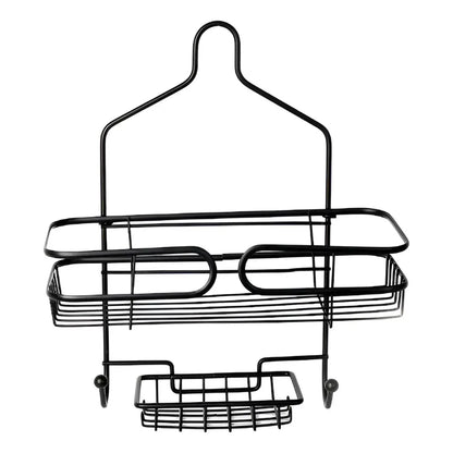 Organizador negro de baño, montaje en pared, ideal para espacios pequeños