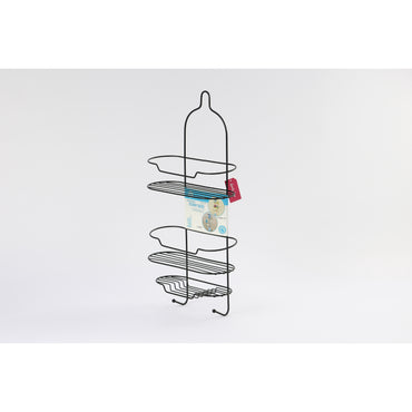 organizador negro de metal, vista lateral, ideal para cocina