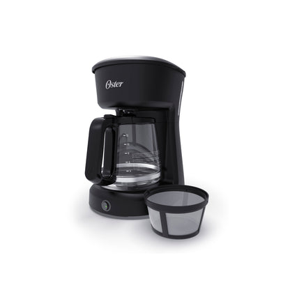 Cafetera Oster 12 tazas en color negro con jarra de vidrio y filtro reutilizable