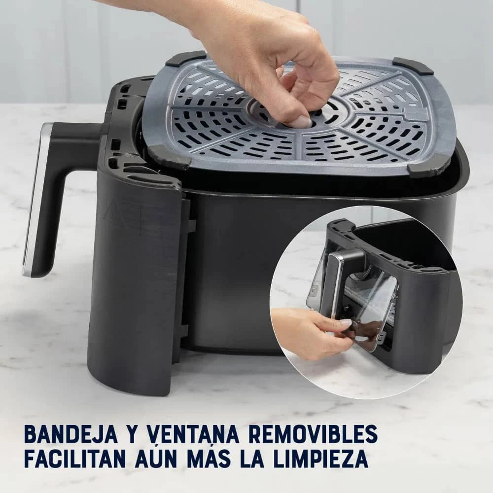 Freidora de aire Oster 6 litros Honduras con bandeja y ventana removibles para fácil limpieza