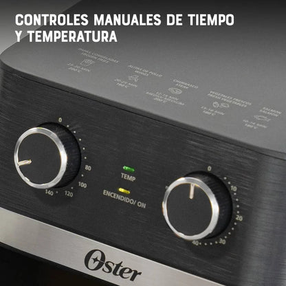 Controles manuales de tiempo y temperatura de la freidora de aire Oster 6 litros Honduras para una cocción precisa