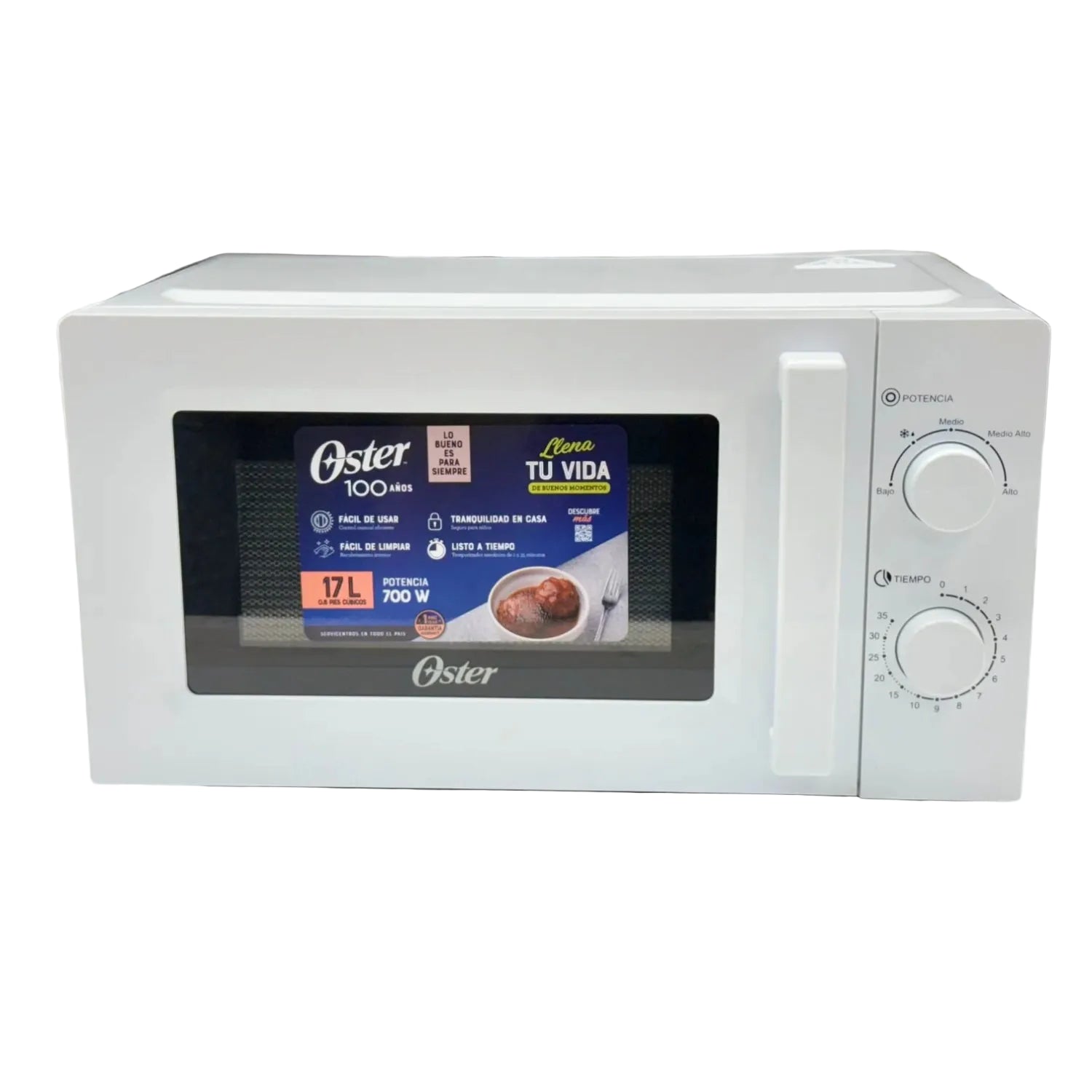 microondas blanco Oster 17L frontal, kitchen