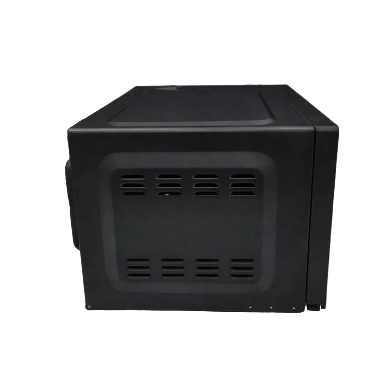 microondas OSTER negro lateral, diseño compacto y moderno