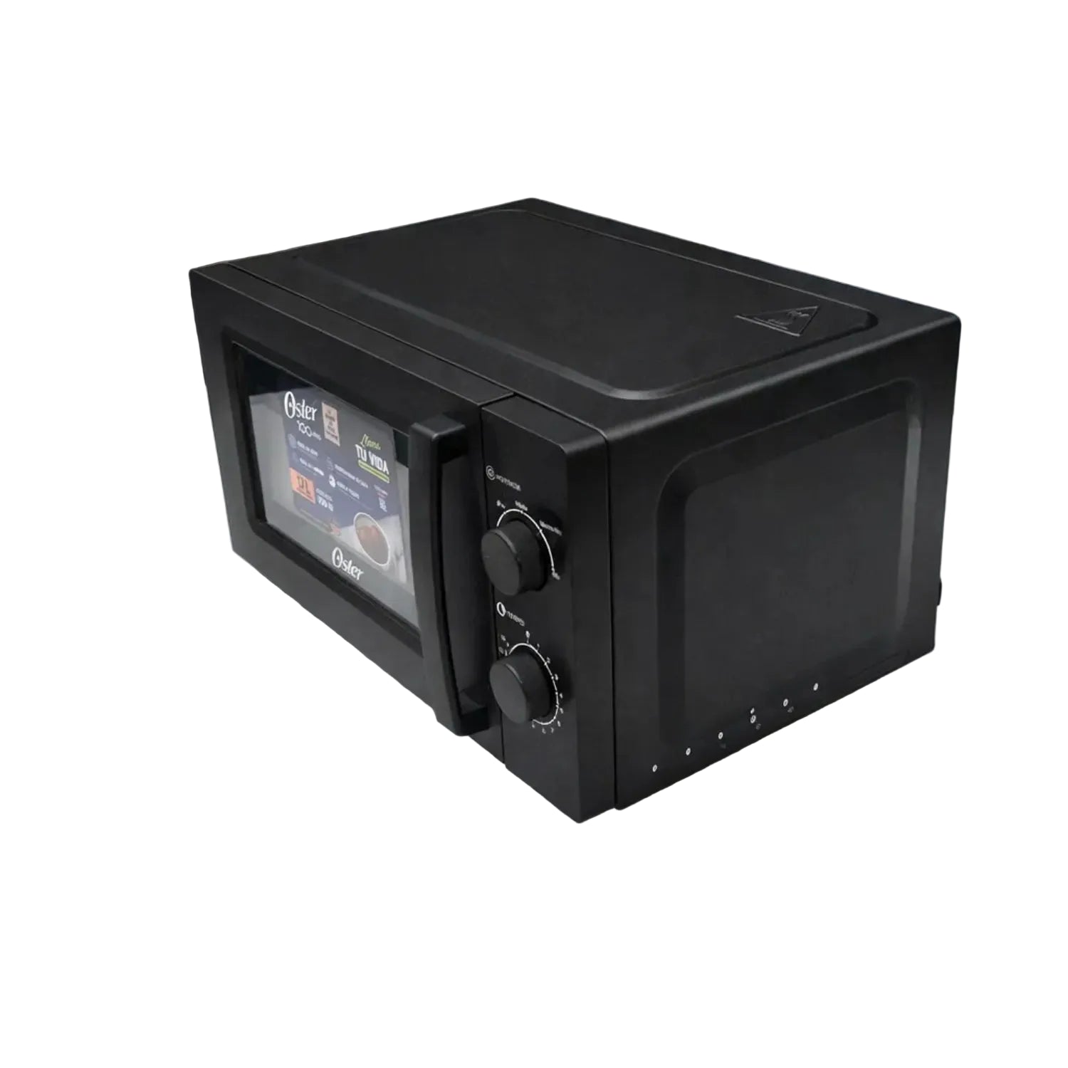 Microondas OSTER negro vista lateral, cocina moderna