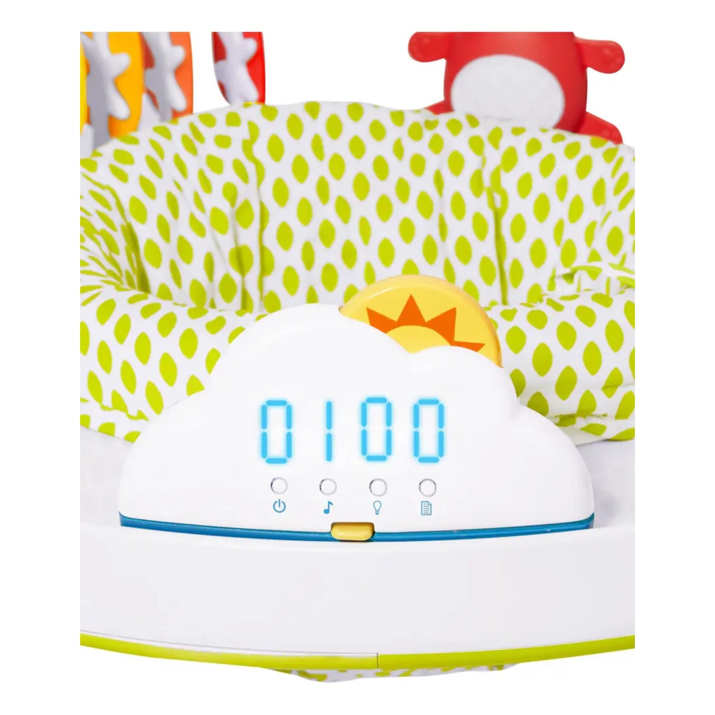 Silla de bebé SKIP*HOP verde con panel de control en forma de nube