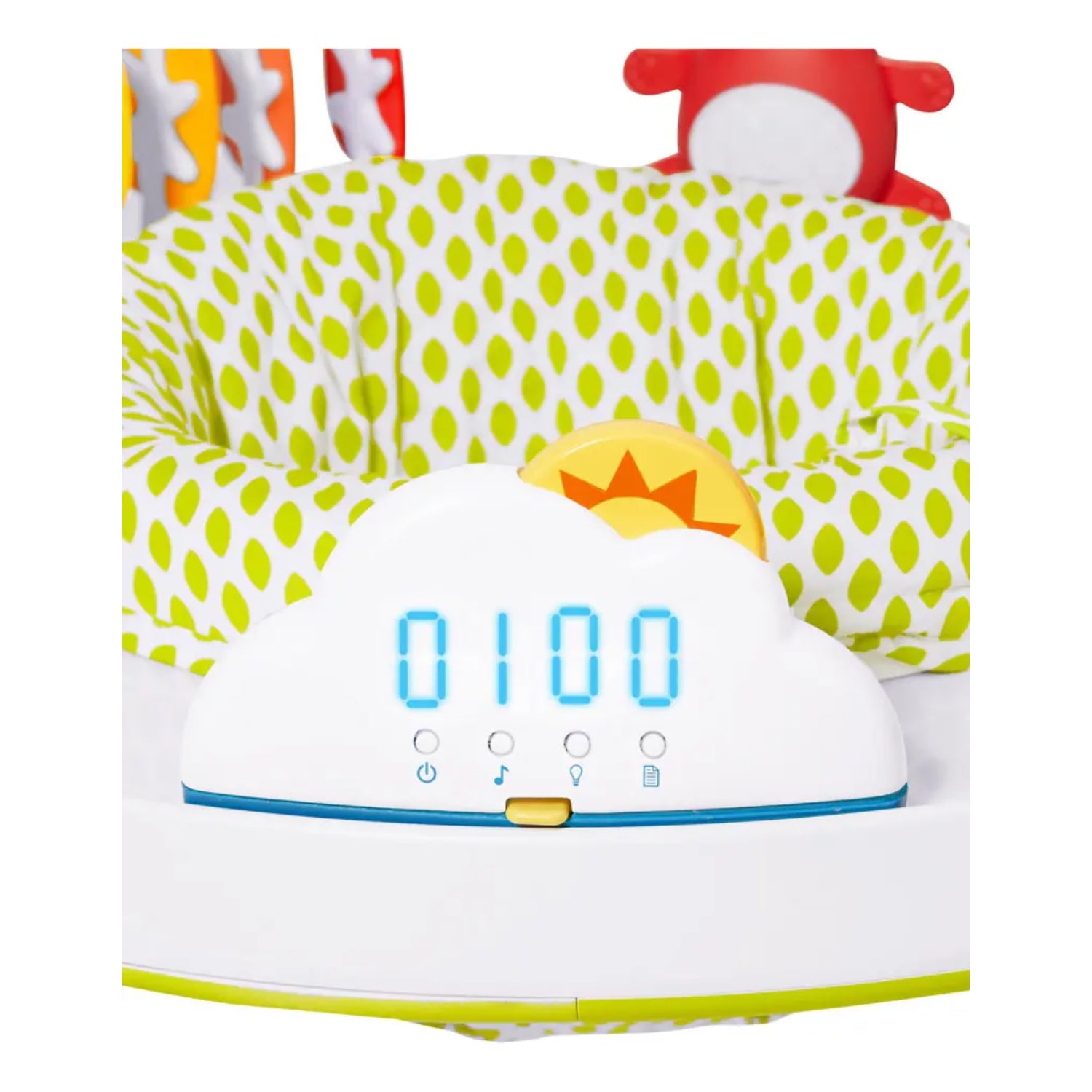 Silla de bebé SKIP*HOP verde con panel de control en forma de nube