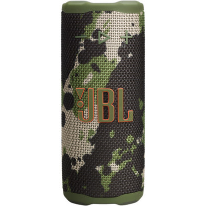 Parlante bluetooth JBL verde militar, diseño camuflado, adecuado para exterior