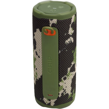 Parlante bluetooth JBL verde militar lateral con textura camuflada