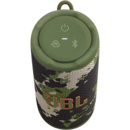parlante bluetooth JBL verde militar, vista superior con botones de control