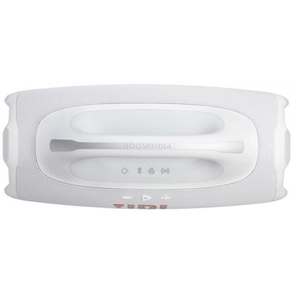 Parlante JBL blanco, vista superior con botones de control