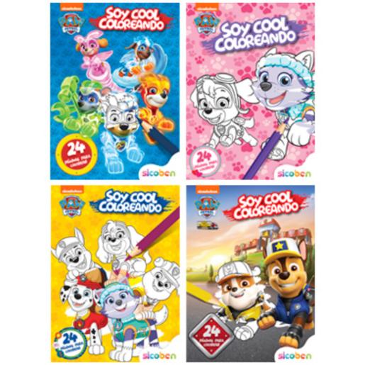 Cuatro libros para colorear de patrulla canina, coloridos y divertidos