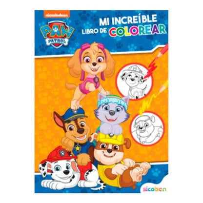 Libro Mi Increíble Libro de Colorear de Paw Patrol con personajes coloridos