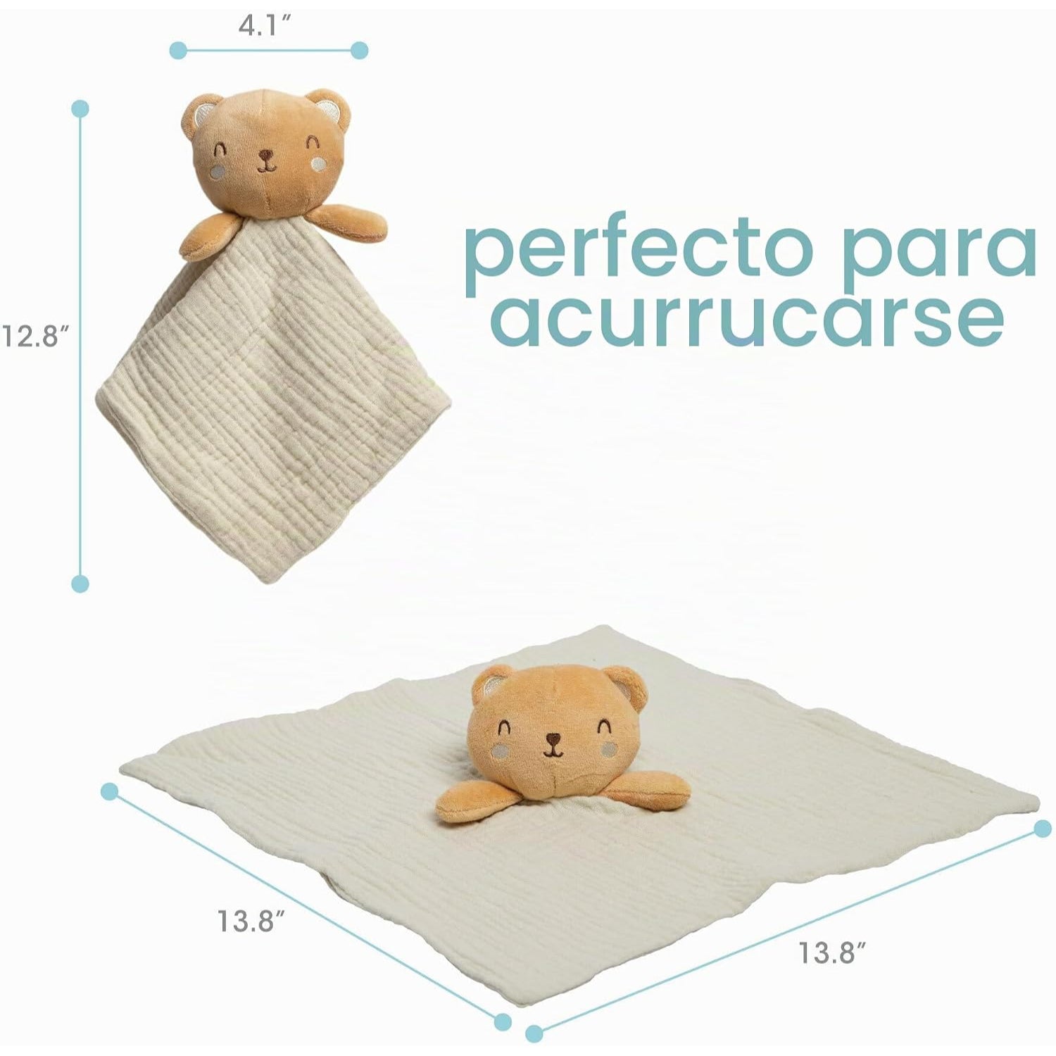 Manta para bebés con peluche de oso color beige, ideal para acurrucarse