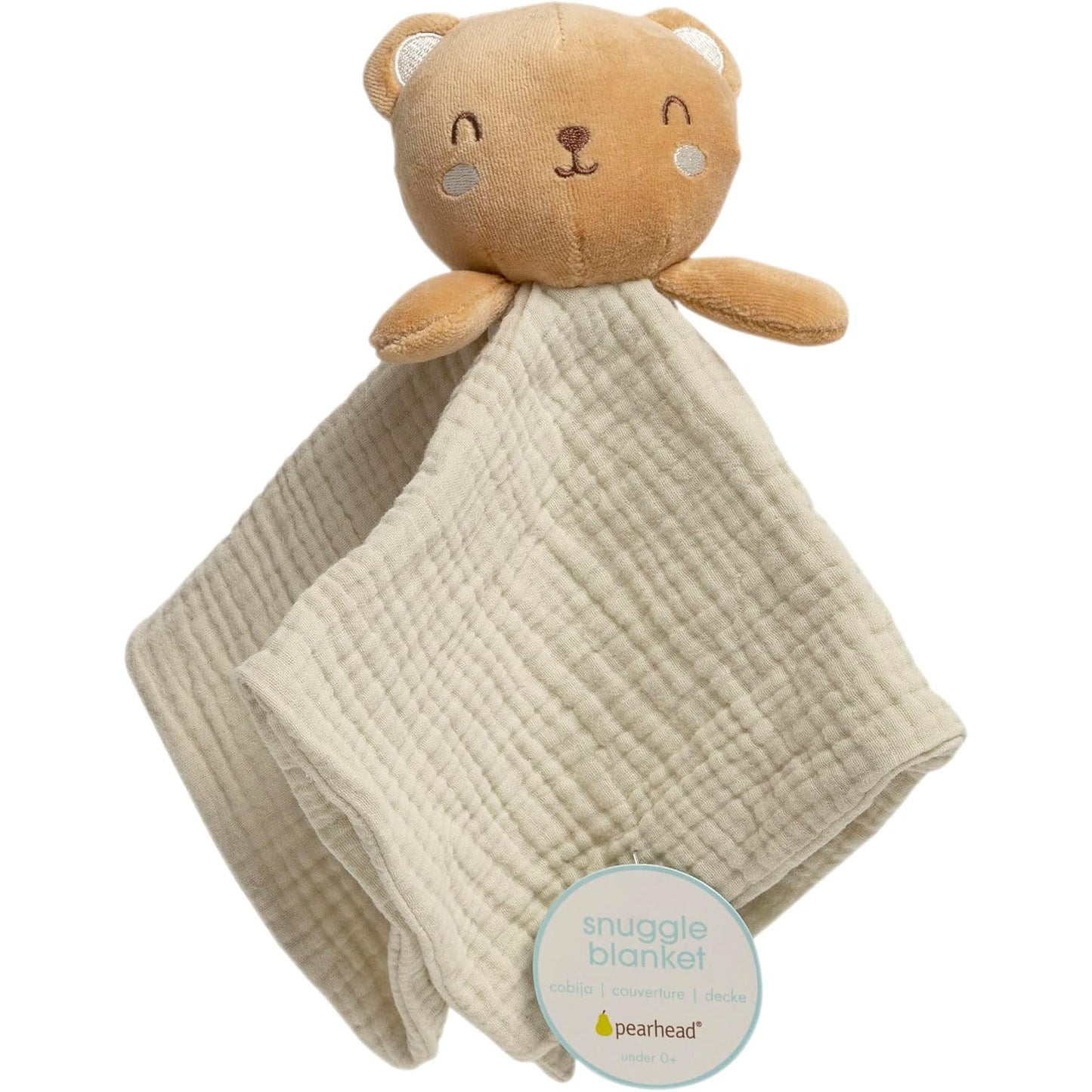 Manta de abrazo beige con cabeza de oso de PEARHEAD, suave y acogedora para bebés