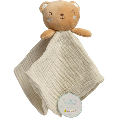 Manta de abrazo beige con cabeza de oso de PEARHEAD, suave y acogedora para bebés
