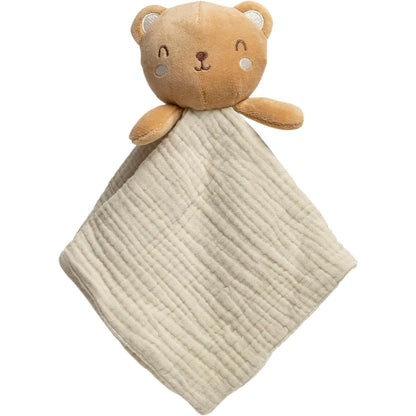 Manta de apego PEARHEAD con cabeza de oso color beige, suave y acogedora para bebés
