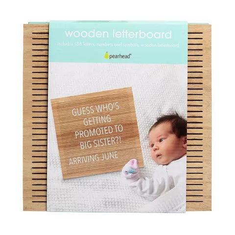 pizarra de madera Pearhead con letras y números, ideal para anuncios familiares