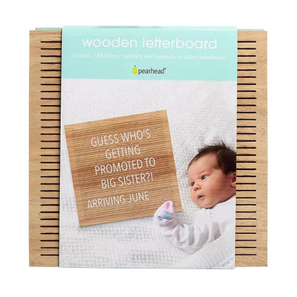 pizarra de madera Pearhead con letras y números, ideal para anuncios familiares