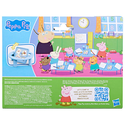 Juguetes Peppa Pig aula colorida, vista trasera del empaque