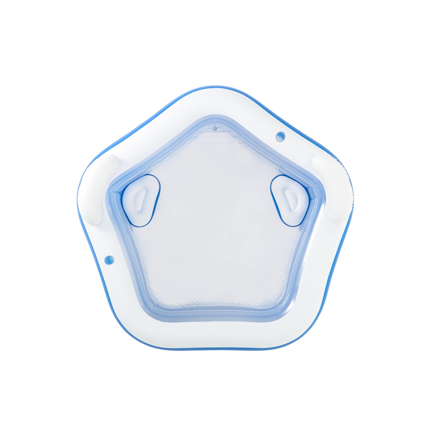 piscina inflable familiar azul claro vista superior en jardín