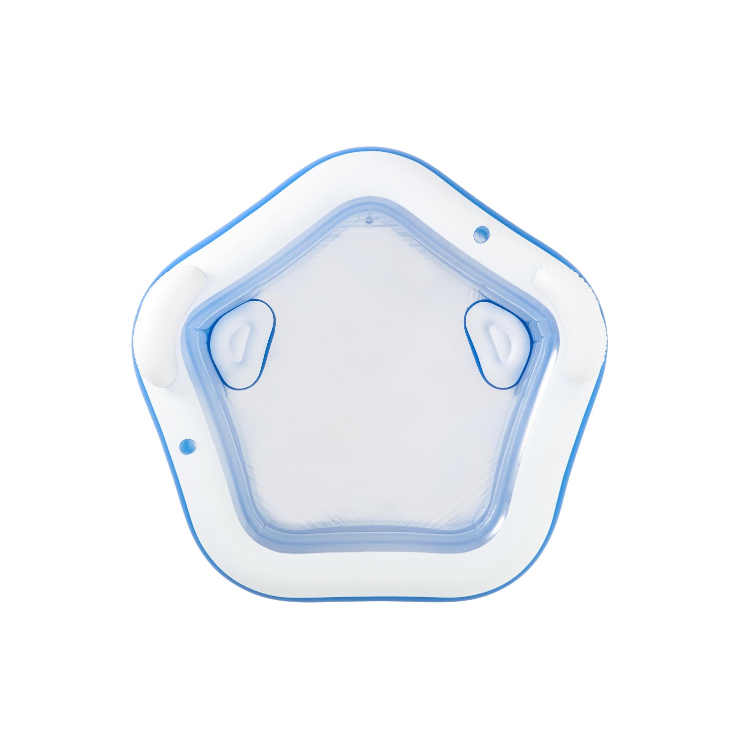 piscina inflable familiar azul claro vista superior en jardín