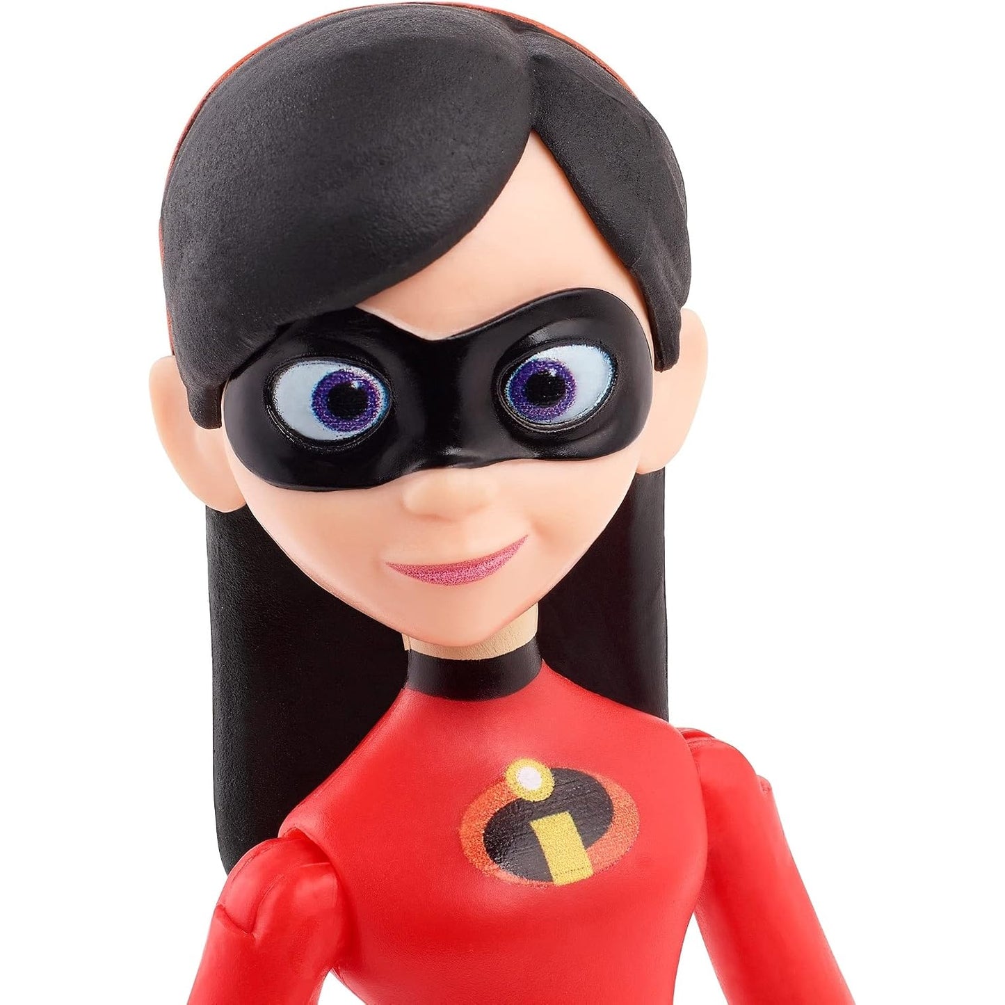 Muñeca Elástica de MATTEL, disfraz rojo, vista frontal, juguete de película de superhéroes