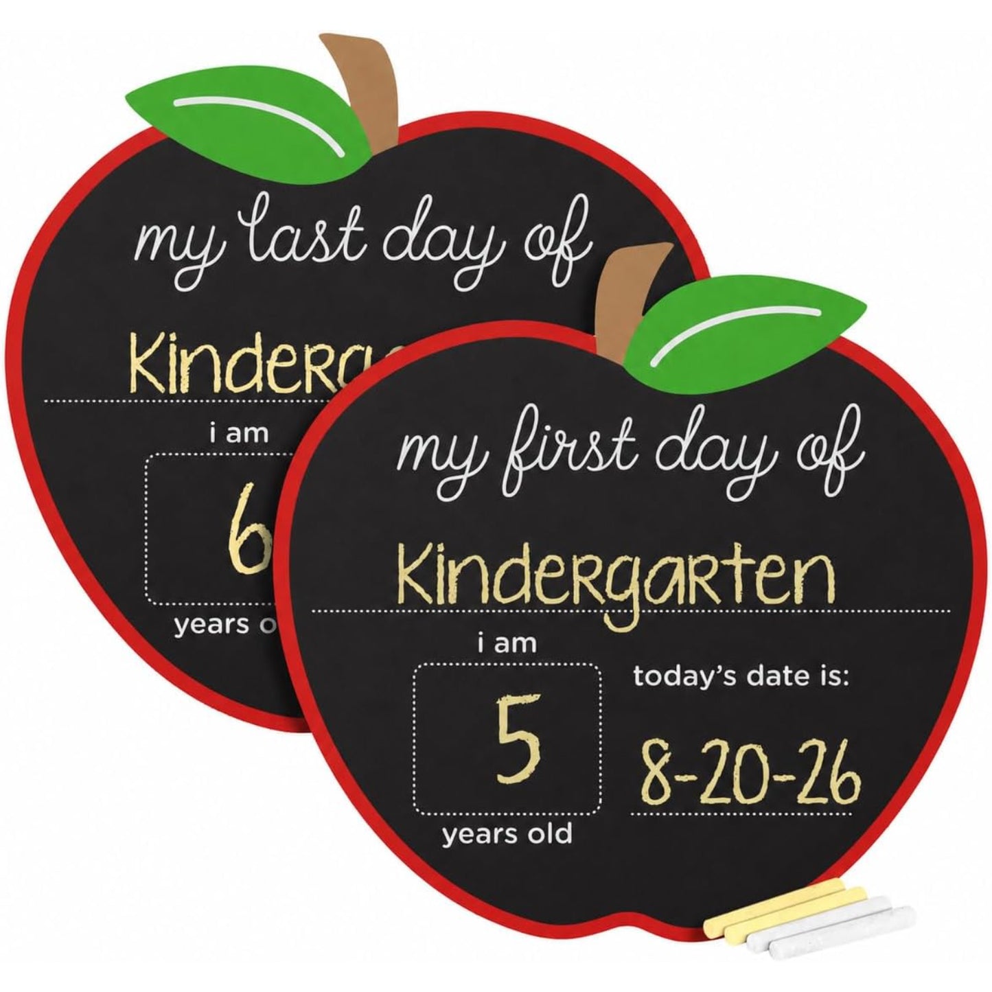 Carteles de manzana negra de Kindergarten, días especiales, con espacio para la edad y fecha