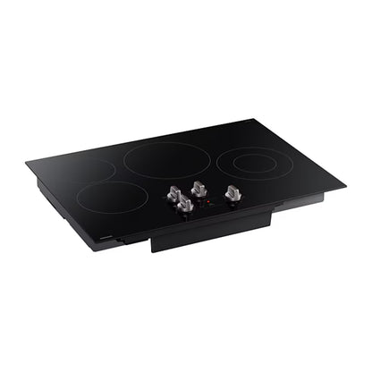 Placa vitrocerámica eléctrica 4 quemadores Samsung en color negro con mandos frontales