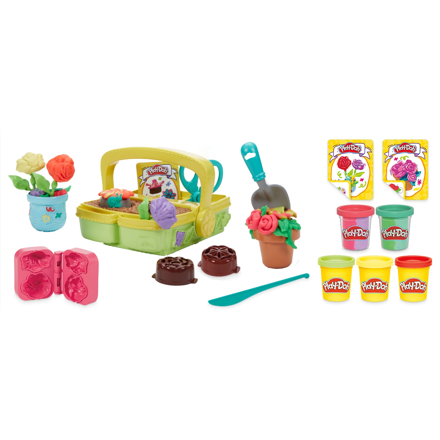 Juego de Play Doh con macetas coloridas y herramientas para crear flores
